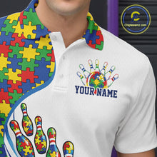 Load image into Gallery viewer, Custom Colorful Puzzles Autism Awareness Bowling Men Polo Shirt, Autism Acceptance Shirt IPHW11199