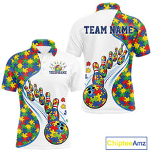 Load image into Gallery viewer, Custom Colorful Puzzles Autism Awareness Bowling Men Polo Shirt, Autism Acceptance Shirt IPHW11199