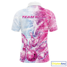 Load image into Gallery viewer, Custom Blue And Pink Ice Crystal Bowling Team Shirts, Bowling League Shirt Bowling Jerseys Multi Styles IPHW10422
