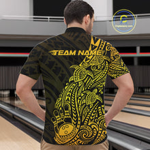 Load image into Gallery viewer, Custom Black And Gold Polynesian Tribal Turtle Bowling Men Quarter-Zip Team Shirts Outfit IPHW10978