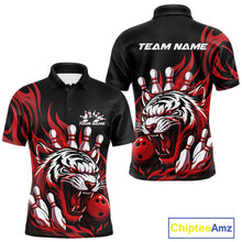 Load image into Gallery viewer, Custom Black And Red Tiger Men Bowling Jerseys, Tiger Bowling Team League Shirt IPHW10160