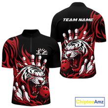 Load image into Gallery viewer, Custom Black And Red Tiger Men Bowling Jerseys, Tiger Bowling Team League Shirt IPHW10160