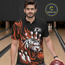 Load image into Gallery viewer, Custom Black And Orange Tiger Men Bowling Jerseys, Tiger Bowling Team League Shirt IPHW10162