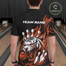 Load image into Gallery viewer, Custom Black And Orange Tiger Men Bowling Jerseys, Tiger Bowling Team League Shirt IPHW10162