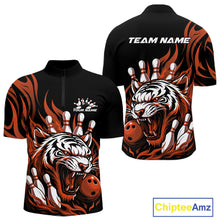 Load image into Gallery viewer, Custom Black And Orange Tiger Men Bowling Jerseys, Tiger Bowling Team League Shirt IPHW10162
