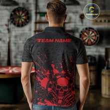 Load image into Gallery viewer, Custom Black And Red Splatter Dart Skull Men Polo Shirt, Dart Bone Halloween Team Jerseys IPHW9948