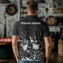 Load image into Gallery viewer, Custom Black And Gray Splatter Dart Skull Men Polo Shirt, Dart Bone Halloween Team Jerseys IPHW9951