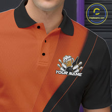 Load image into Gallery viewer, Custom Orange Funny Bowling Men Polo Shirts, Bowling And Beer Party Bowlers Outfit IPHW10820