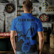 Load image into Gallery viewer, Custom Grunge Blue Eagle Dart Team Men Polo Shirts, Vintage Dart Uniform Players Outfit IPHW9965
