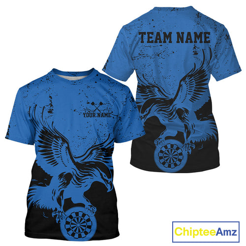Custom Grunge Blue Eagle Dart Team Men T-Shirts, Vintage Dart Uniform Players Outfit IPHW9965