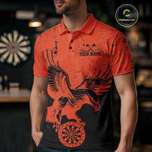 Load image into Gallery viewer, Custom Grunge Orange Eagle Dart Team Men Polo Shirts, Vintage Dart Uniform Players Outfit IPHW9966