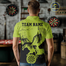 Load image into Gallery viewer, Custom Grunge Green Eagle Dart Team Men Polo Shirts, Vintage Dart Uniform Players Outfit IPHW9967