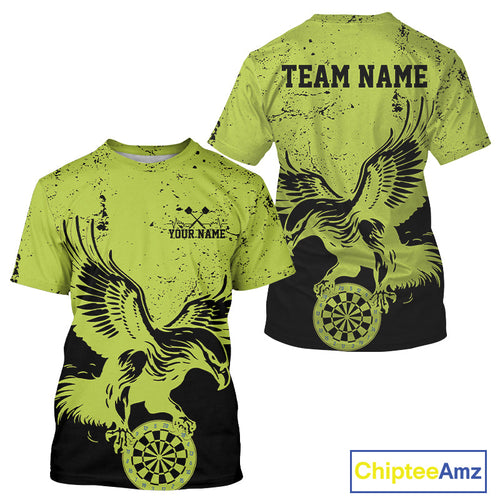 Custom Grunge Green Eagle Dart Team Men T-Shirts, Vintage Dart Uniform Players Outfit IPHW9967