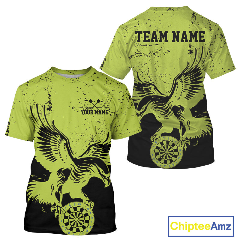 Custom Grunge Green Eagle Dart Team Men T-Shirts, Vintage Dart Uniform Players Outfit IPHW9967