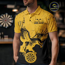 Load image into Gallery viewer, Custom Grunge Yellow Eagle Dart Team Men Polo Shirts, Vintage Dart Uniform Players Outfit IPHW9968