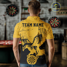 Load image into Gallery viewer, Custom Grunge Yellow Eagle Dart Team Men Polo Shirts, Vintage Dart Uniform Players Outfit IPHW9968