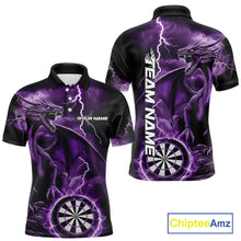 Load image into Gallery viewer, Custom Purple Lightning Dragon Darts Men Polo Shirts, Dragon Darts Team Jersey IPHW10385