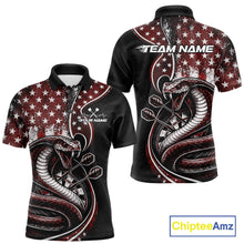 Load image into Gallery viewer, Custom Grunge Red US Flag Patriotic Cobra Snake Dart Men Polo Shirt, Dart Jerseys IPHW10393