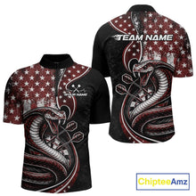 Load image into Gallery viewer, Custom Grunge Red US Flag Patriotic Cobra Snake Dart Men Quarter-Zip Shirt, Dart Jerseys IPHW10393