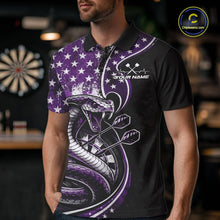 Load image into Gallery viewer, Custom Grunge Purple US Flag Patriotic Cobra Snake Dart Men Polo Shirt, Dart Jerseys IPHW10394