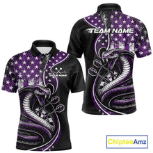 Load image into Gallery viewer, Custom Grunge Purple US Flag Patriotic Cobra Snake Dart Men Polo Shirt, Dart Jerseys IPHW10394