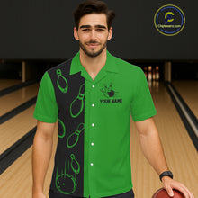 Load image into Gallery viewer, Green and Black retro vintage Bowling Hawaiian Shirt custom Bowling team jerseys NQS11564