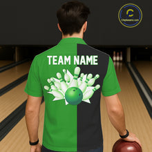 Load image into Gallery viewer, Green and Black retro vintage Bowling Hawaiian Shirt custom Bowling team jerseys NQS11564