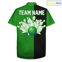 Load image into Gallery viewer, Green and Black retro vintage Bowling Hawaiian Shirt custom Bowling team jerseys NQS11564