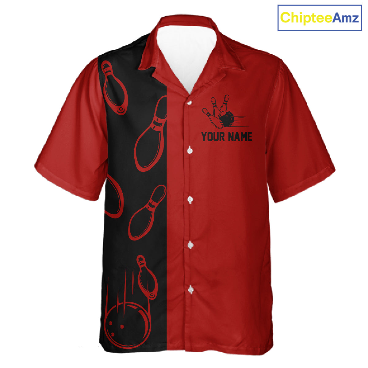 Red and Black retro vintage Bowling Hawaiian Shirt custom Bowling team jerseys NQS11565