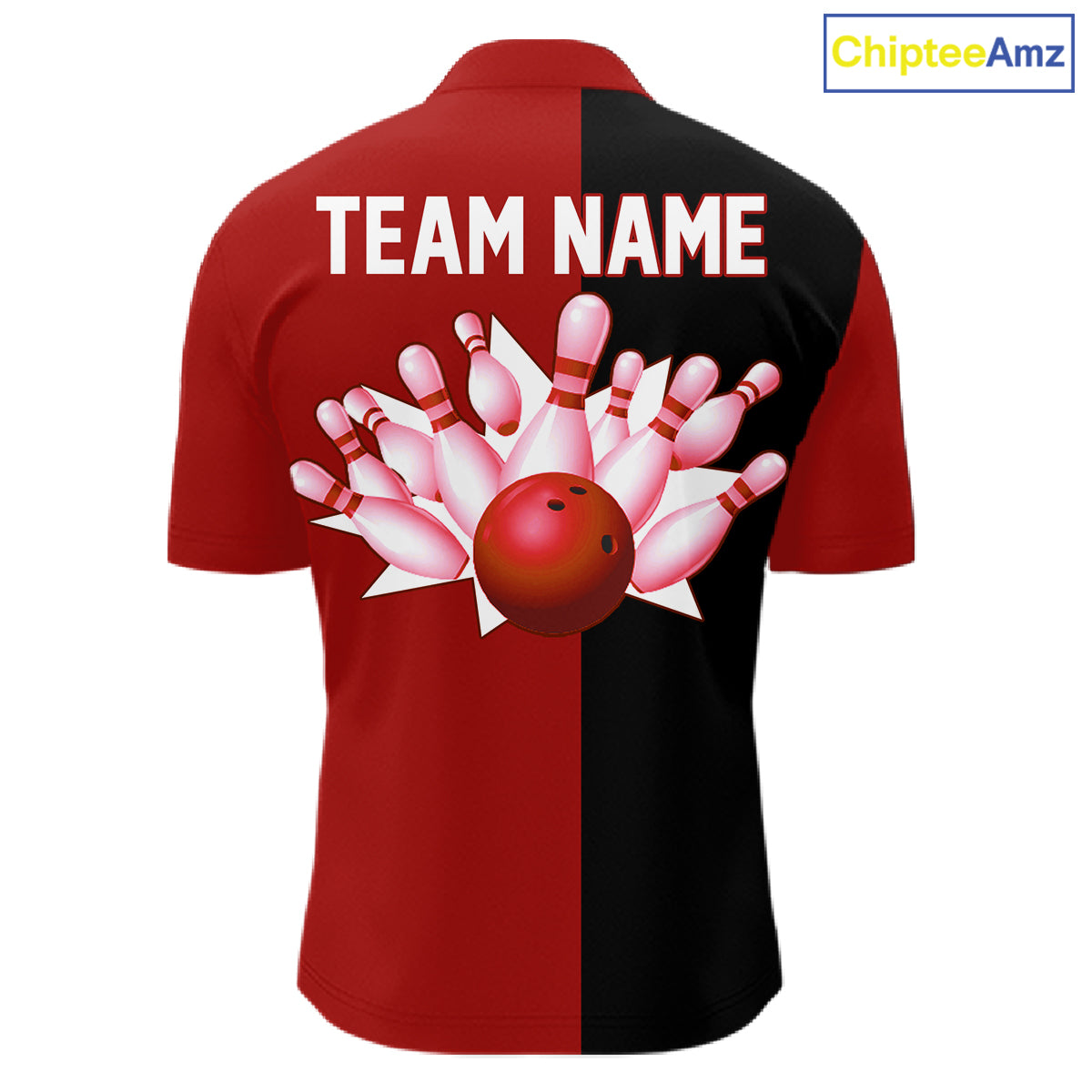 Red and Black retro vintage Bowling polo, quarter zip shirts for men custom Bowling team jerseys NQS11565