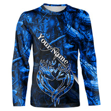 Load image into Gallery viewer, Love hunting deer blue camo personalized deer shirts, deer hunting Shirts NQSD21