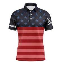 Load image into Gallery viewer, Mens golf polo shirts custom name American flag patriotic golf shirts, team golf tops for mens NQS5666