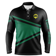 Load image into Gallery viewer, Black and green Mens golf polo shirts custom golf outfit men, best golf gifts for men NQS5668