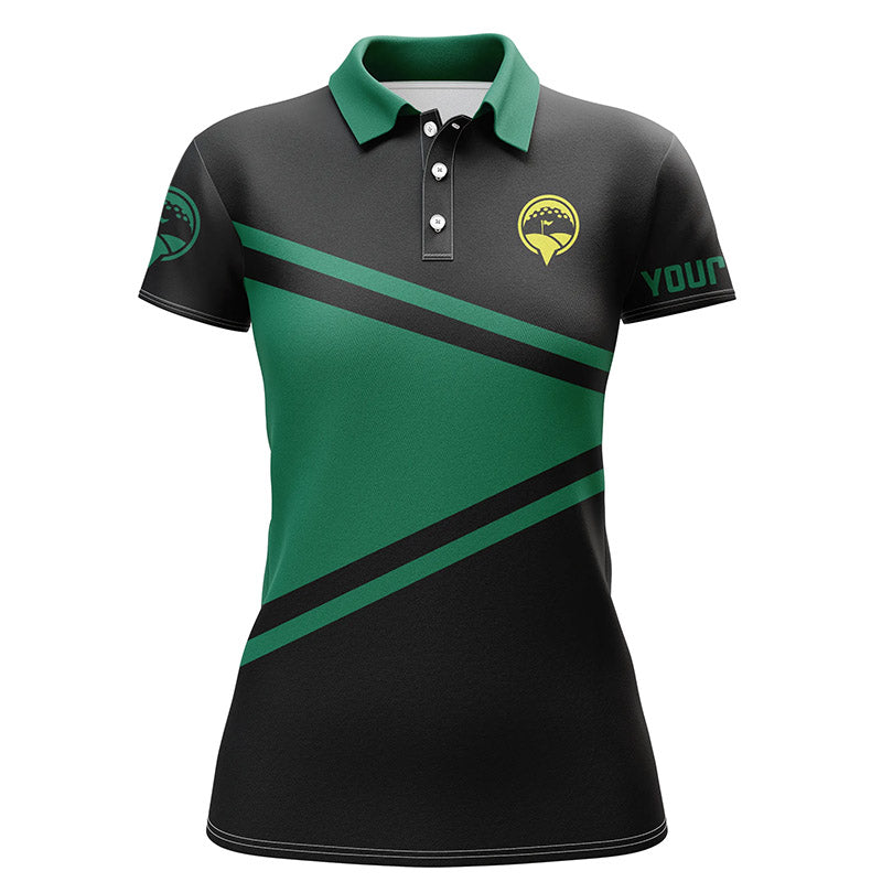 Black and green Womens golf polo shirts custom name team golf tops for ladies, gifts for golf lovers NQS5668