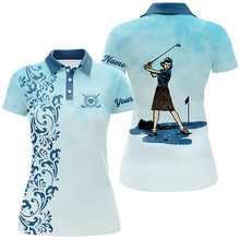 Load image into Gallery viewer, Vintage Womens golf polo shirt custom name vintage blue golf shirt for women NQS4651