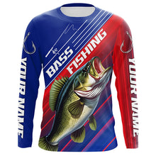 Load image into Gallery viewer, Custom Bass Fishing Long Sleeve Tournament Shirts, Red White And Blue Colors Bass Fishing Jerseys IPHW6312