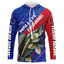 Load image into Gallery viewer, Custom Walleye Fishing Long Sleeve Tournament Shirts, Red White And Blue Walleye Fishing Jerseys IPHW6313