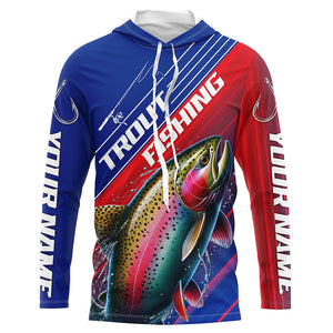 Custom Rainbow Trout Fishing Long Sleeve Tournament Shirts, Red White And Blue Trout Fishing Jerseys IPHW6314