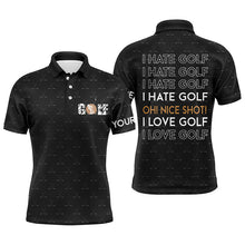 Load image into Gallery viewer, Funny Men golf polo shirts I hate golf nice shot I love golf custom black pattern golf polo shirts NQS5436