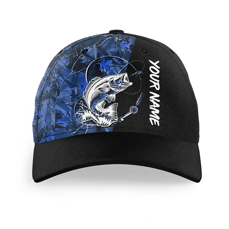 Bass Fishing Tattoo blue camo Custom fishing hat Unisex Fishing Baseball Angler camo hat cap NQS1623