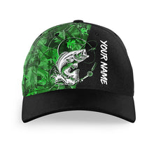 Load image into Gallery viewer, Bass Fishing Tattoo green camo Custom fishing hat Unisex Fishing Baseball Angler camo hat cap NQS1624