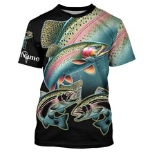 Load image into Gallery viewer, Rainbow Trout Fishing Customize Name UV protection long sleeves fishing shirt, gifts for fishing lover NQS1790