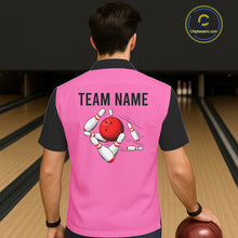 Load image into Gallery viewer, Personalized Pink Black Retro Bowling hawaiian shirts Custom vintage Team button up shirts NQS6568