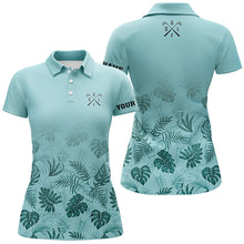 Load image into Gallery viewer, Green tropical Womens golf polo shirts custom ladies golf shirts NQS5708