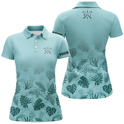 Green tropical Womens golf polo shirts custom ladies golf shirts NQS5708