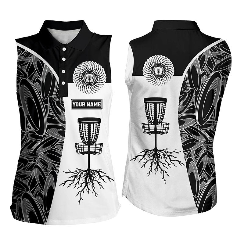 Black camo white Women disc golf sleeveless polo shirt custom disc golf jerseys team girl disc golf NQS5930