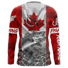 Load image into Gallery viewer, Canadian Flag Walleye Fish hook Custom long sleeve performance Fishing Shirts, Walleye Fishing jerseys NQS5459