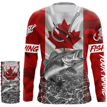 Load image into Gallery viewer, Canadian Flag Walleye Fish hook Custom long sleeve performance Fishing Shirts, Walleye Fishing jerseys NQS5459