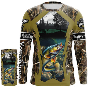 Walleye Fishing Customize Camo 3D All Over Printed Shirts Personalized Gift NQS456