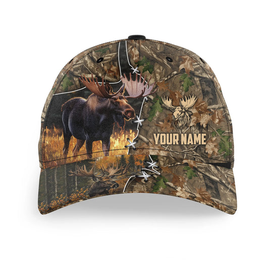 Moose Hunting Camouflage Custom Name 3D Hat - Outdoor Cap Hunting Gifts for Moose Hunter NQS4357